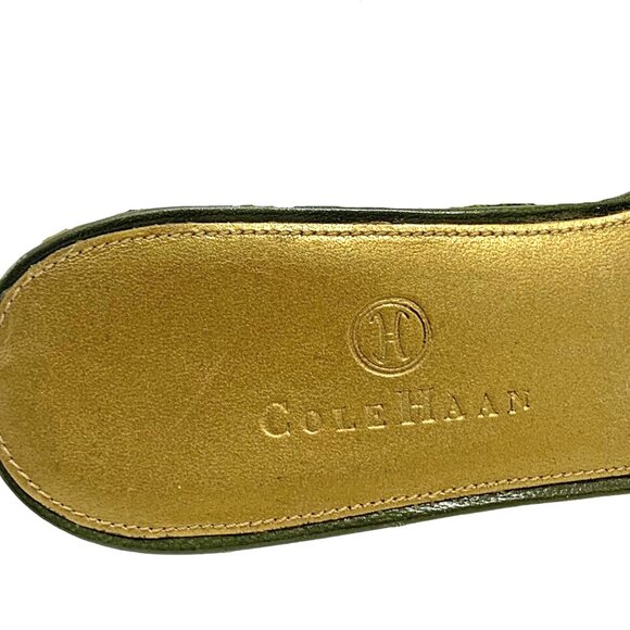 Cole Haan D16764 Metallic Leather Thong Kitten Heel Slides - Picture 5 of 10